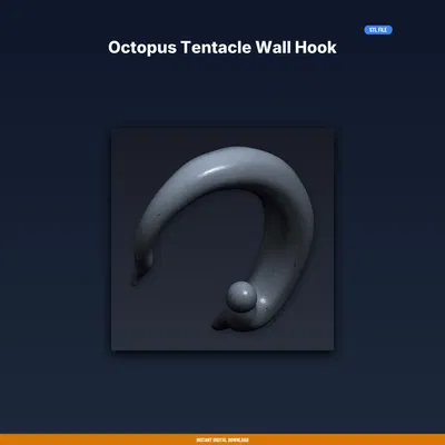 Móc Treo Tường Xúc Tu Bạch Tuộc – File STL In 3D (Octopus Tentacle Wall Hook)