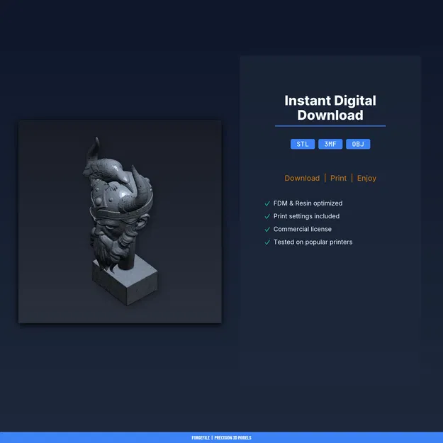 Tượng Bán Thân Odin Allfather - File STL In 3D - Image 2