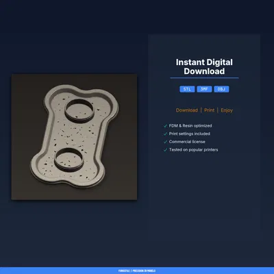 Tấm Lót Chỗ Ăn Thú Cưng Hình Xương, Viền Nâng Chống Tràn - File STL In 3D
