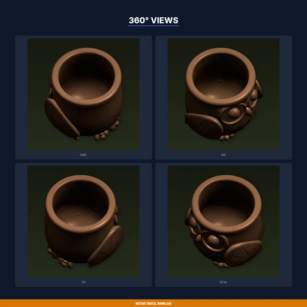 Chậu Cây Mặt Cú (Owl Face Planter) - File STL In 3D - Image 3