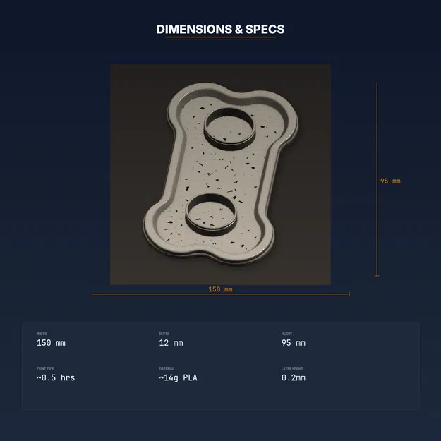 Tấm Lót Chỗ Ăn Thú Cưng Hình Xương, Viền Nâng Chống Tràn - File STL In 3D - Image 4