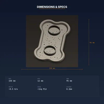 Tấm Lót Chỗ Ăn Thú Cưng Hình Xương, Viền Nâng Chống Tràn - File STL In 3D