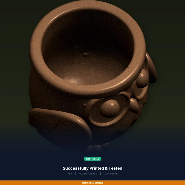 Chậu Cây Mặt Cú (Owl Face Planter) - File STL In 3D - Image 8