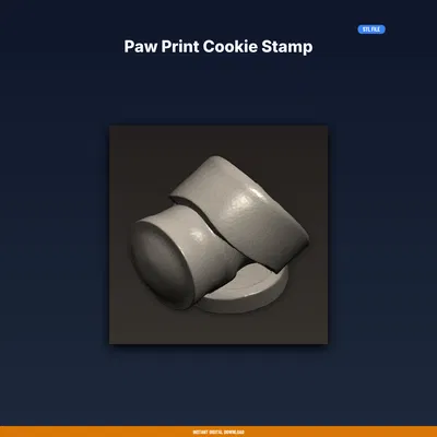 Khuôn Dập Bánh Quy Dấu Chân (Paw Print Cookie Stamp) - File STL In 3D
