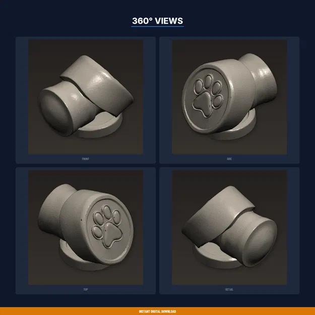 Khuôn Dập Bánh Quy Dấu Chân (Paw Print Cookie Stamp) - File STL In 3D - Image 3