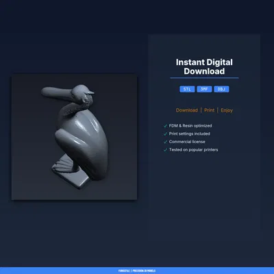 Tượng Bồ Nông Trang Trí Sân Vườn (Pelican Garden Figurine) - File STL in 3D