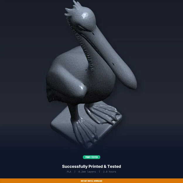 Tượng Bồ Nông Trang Trí Sân Vườn (Pelican Garden Figurine) - File STL in 3D - Image 8