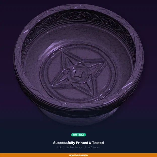 Đĩa nghi lễ nông khắc pentacle giữa, viền nổi – file STL in 3D - Image 8