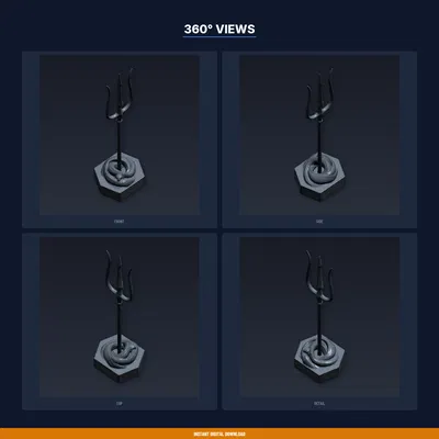 Giá đỡ Đinh ba Poseidon (Poseidon Trident Stand) - File STL in 3D