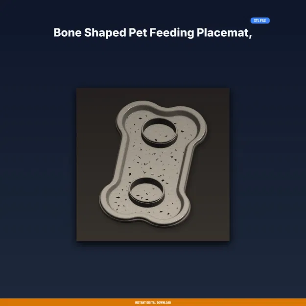 Tấm Lót Chỗ Ăn Thú Cưng Hình Xương, Viền Nâng Chống Tràn - File STL In 3D - Image 1