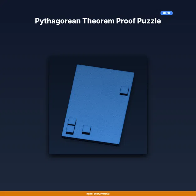 Bộ xếp hình chứng minh Định lý Pythagoras - File STL in 3D - Image 1
