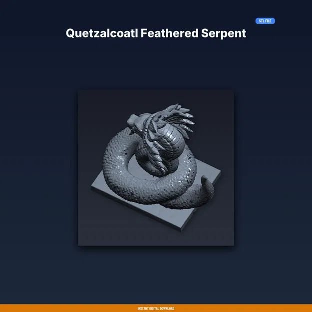 Quetzalcoatl Feathered Serpent - File STL 3D Có Thể In - Image 1