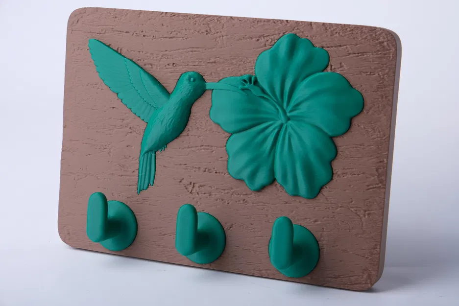 Móc Treo Chìa Khóa & Giá Móc Gắn Tường Chim Ruồi & Hoa Dâm Bụt - Image 2