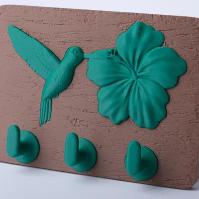 Móc Treo Chìa Khóa & Giá Móc Gắn Tường Chim Ruồi & Hoa Dâm Bụt