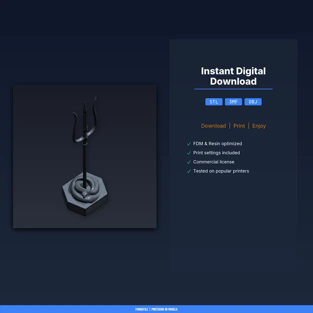 Giá đỡ Đinh ba Poseidon (Poseidon Trident Stand) - File STL in 3D - Image 2