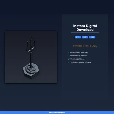 Giá đỡ Đinh ba Poseidon (Poseidon Trident Stand) - File STL in 3D