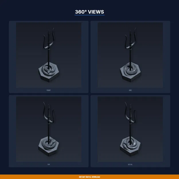 Giá đỡ Đinh ba Poseidon (Poseidon Trident Stand) - File STL in 3D - Image 3