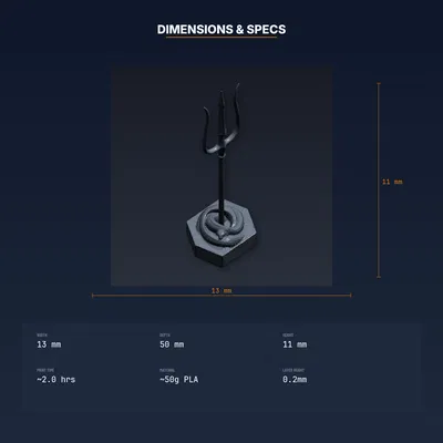 Giá đỡ Đinh ba Poseidon (Poseidon Trident Stand) - File STL in 3D