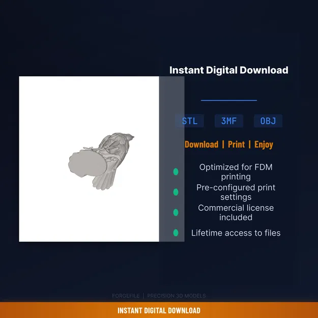Quạ đậu cành ngậm nến, lông vũ chi tiết – File STL in 3D - Image 2
