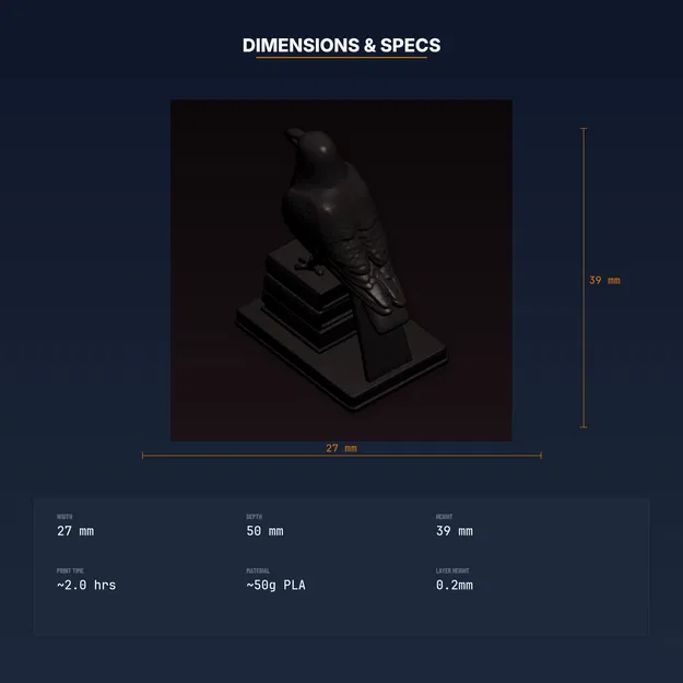 Cặp Chặn Sách Quạ Đậu – File STL In 3D (Raven Perched Bookend Pair) - Image 4