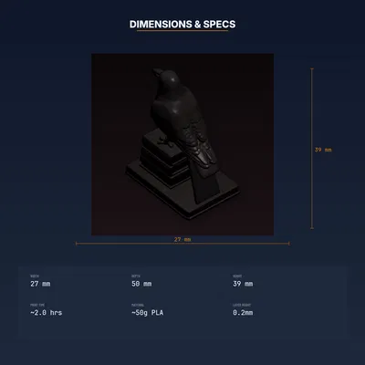 Cặp Chặn Sách Quạ Đậu – File STL In 3D (Raven Perched Bookend Pair)