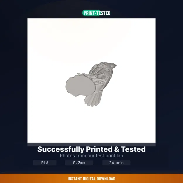 Quạ đậu cành ngậm nến, lông vũ chi tiết – File STL in 3D - Image 8