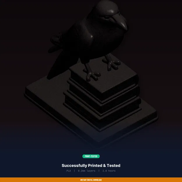 Cặp Chặn Sách Quạ Đậu – File STL In 3D (Raven Perched Bookend Pair) - Image 8