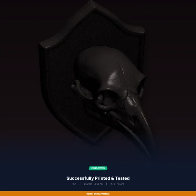 Giá Treo Tường Hộp Sọ Quạ (Raven Skull Wall Mount) - File STL In 3D - Image 8