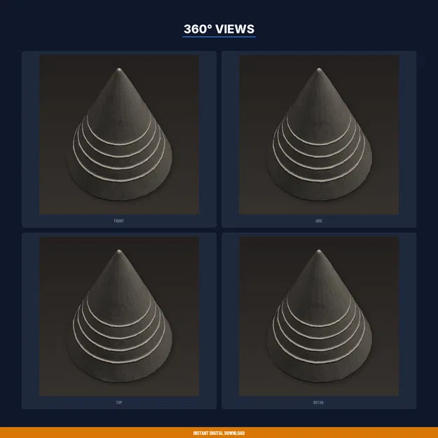 Kệ Cắm Nhẫn Dạng Nón Sang Trọng, Kim Tự Tháp, Giữ Nhiều Nhẫn - STL In 3D - Image 3