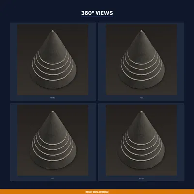 Kệ Cắm Nhẫn Dạng Nón Sang Trọng, Kim Tự Tháp, Giữ Nhiều Nhẫn - STL In 3D