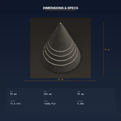 Kệ Cắm Nhẫn Dạng Nón Sang Trọng, Kim Tự Tháp, Giữ Nhiều Nhẫn - STL In 3D