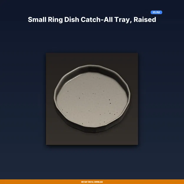 Khay Đựng Nhẫn Nhỏ Catch-All Viền Nâng Đầu Giường – File STL In 3D - Image 1