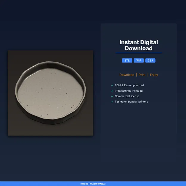 Khay Đựng Nhẫn Nhỏ Catch-All Viền Nâng Đầu Giường – File STL In 3D - Image 2