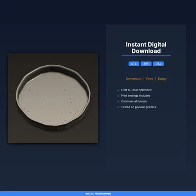 Khay Đựng Nhẫn Nhỏ Catch-All Viền Nâng Đầu Giường – File STL In 3D
