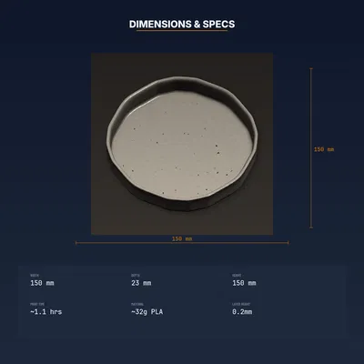 Khay Đựng Nhẫn Nhỏ Catch-All Viền Nâng Đầu Giường – File STL In 3D