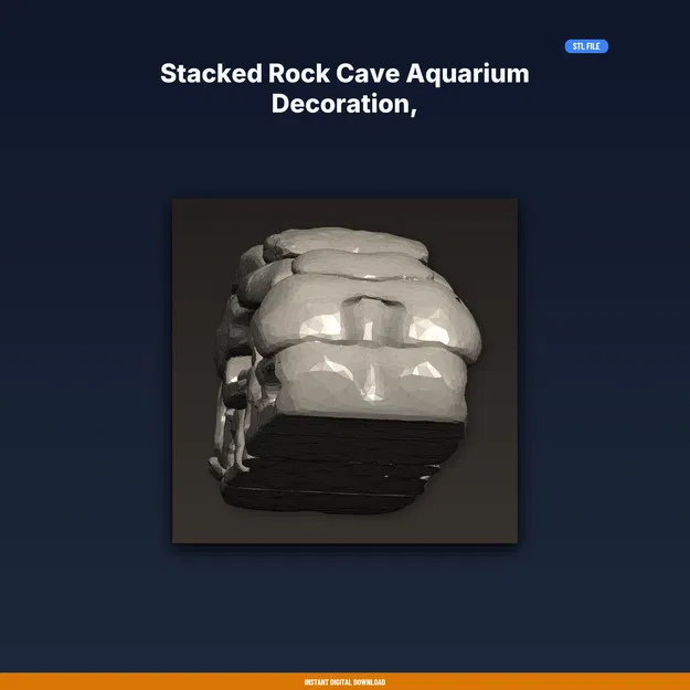 Hang Đá Xếp Tầng Trang Trí Hồ Cá, Nhiều Cửa Ra Vào – File STL In 3D - Image 1
