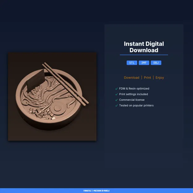 Mô hình mini Tô Ramen - File STL 3D để in - Image 2