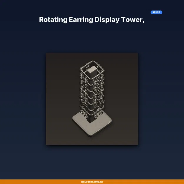 Tháp trưng bày bông tai xoay, kệ xoay chứa 80+ cặp – File STL in 3D - Image 1