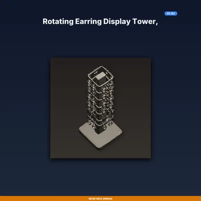 Tháp trưng bày bông tai xoay, kệ xoay chứa 80+ cặp – File STL in 3D