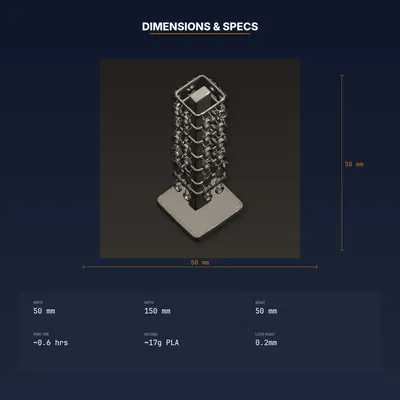 Tháp trưng bày bông tai xoay, kệ xoay chứa 80+ cặp – File STL in 3D