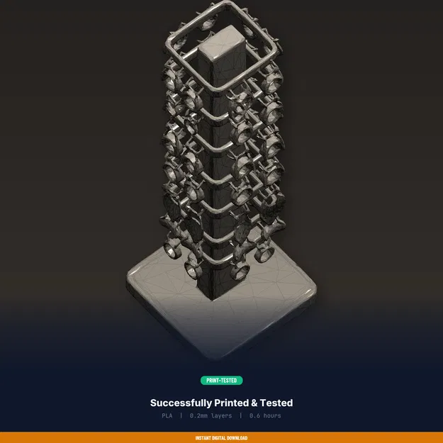 Tháp trưng bày bông tai xoay, kệ xoay chứa 80+ cặp – File STL in 3D - Image 8