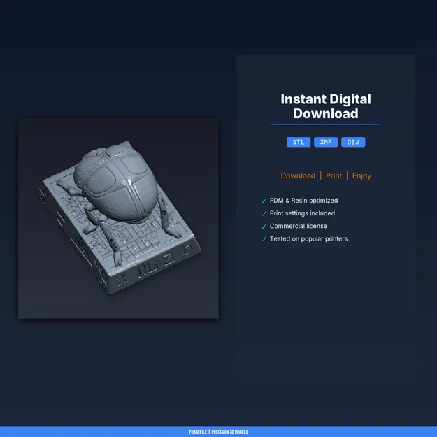 Sacred Scarab Display - File STL in 3D (in được) - Image 2