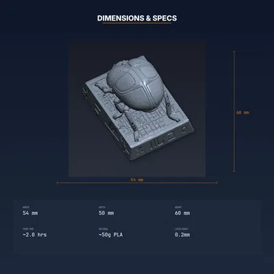 Sacred Scarab Display - File STL in 3D (in được)