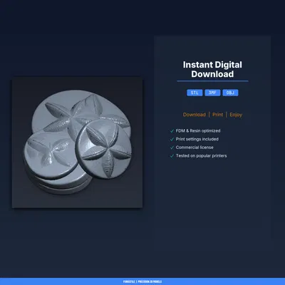 Bộ lót ly Sand Dollar (Sand Dollar Coaster Set) – File STL in 3D