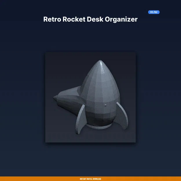 Khay Sắp Xếp Bàn Làm Việc Tên Lửa Retro - File STL In 3D - Image 1