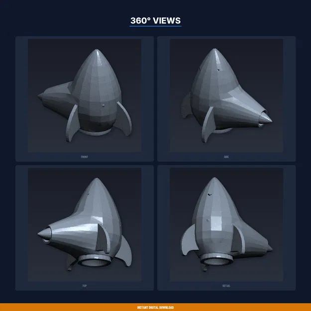 Khay Sắp Xếp Bàn Làm Việc Tên Lửa Retro - File STL In 3D - Image 3