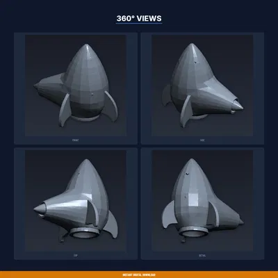 Khay Sắp Xếp Bàn Làm Việc Tên Lửa Retro - File STL In 3D