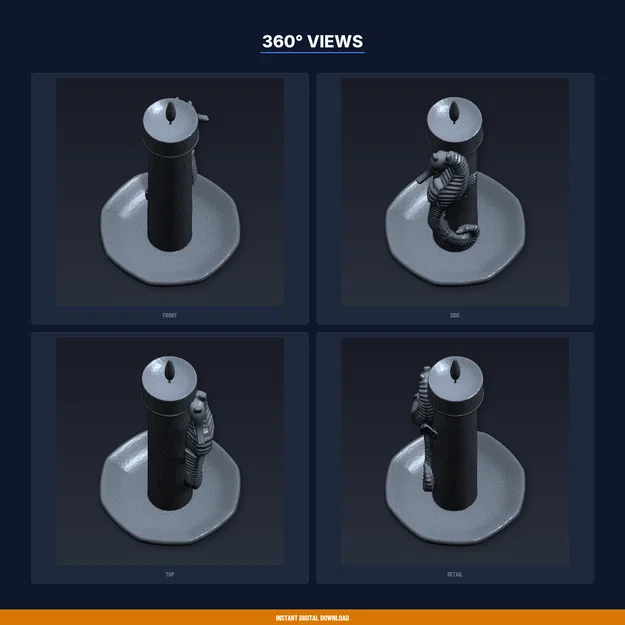 Giá đỡ nến Cá Ngựa (Seahorse Candle Holder) - File STL in 3D - Image 3