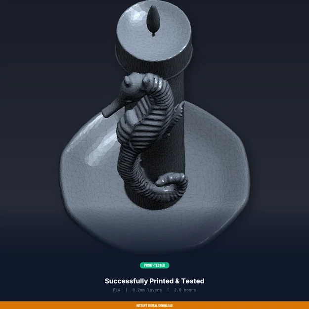 Giá đỡ nến Cá Ngựa (Seahorse Candle Holder) - File STL in 3D - Image 8