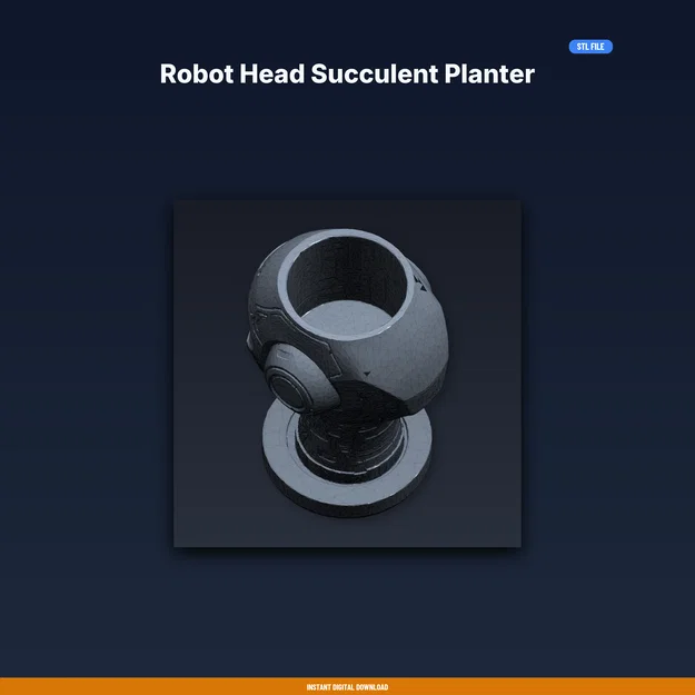 Chậu Sen Đá Đầu Robot - File STL In 3D - Image 1